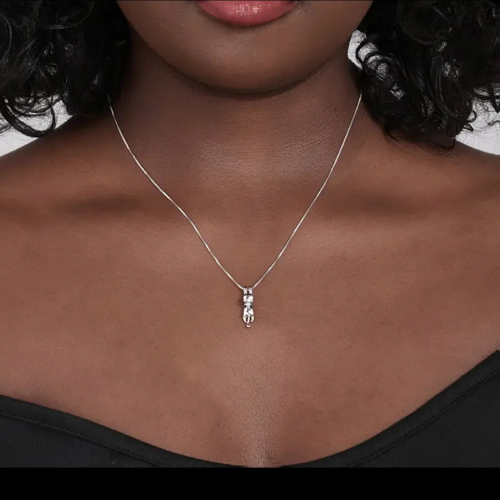 Sterling Silver Cat Pendant Minimalist Necklace
